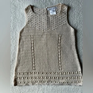 Charabia brand beautiful crocheted sweater, tunic-length